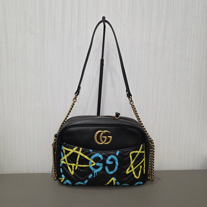 Gucci GG Marmont Graffiti Leather Shoulder Bag (Pre-Owned)