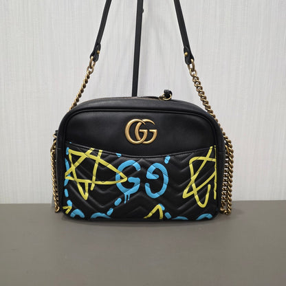 Gucci GG Marmont Graffiti Leather Shoulder Bag (Pre-Owned)