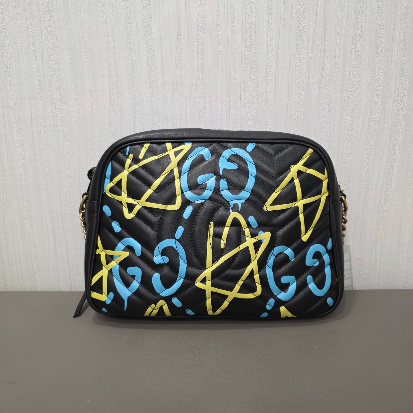 Gucci GG Marmont Graffiti Leather Shoulder Bag (Pre-Owned)
