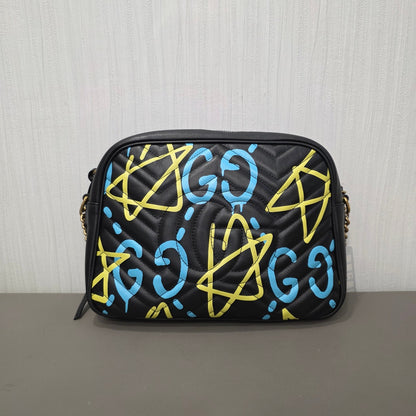 Gucci GG Marmont Graffiti Leather Shoulder Bag (Pre-Owned)