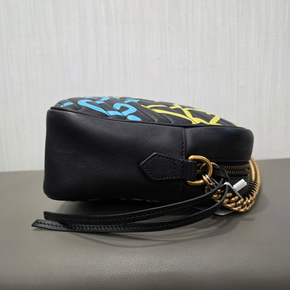 Gucci GG Marmont Graffiti Leather Shoulder Bag (Pre-Owned)