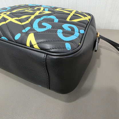 Gucci GG Marmont Graffiti Leather Shoulder Bag (Pre-Owned)