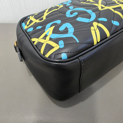 Gucci GG Marmont Graffiti Leather Shoulder Bag (Pre-Owned)