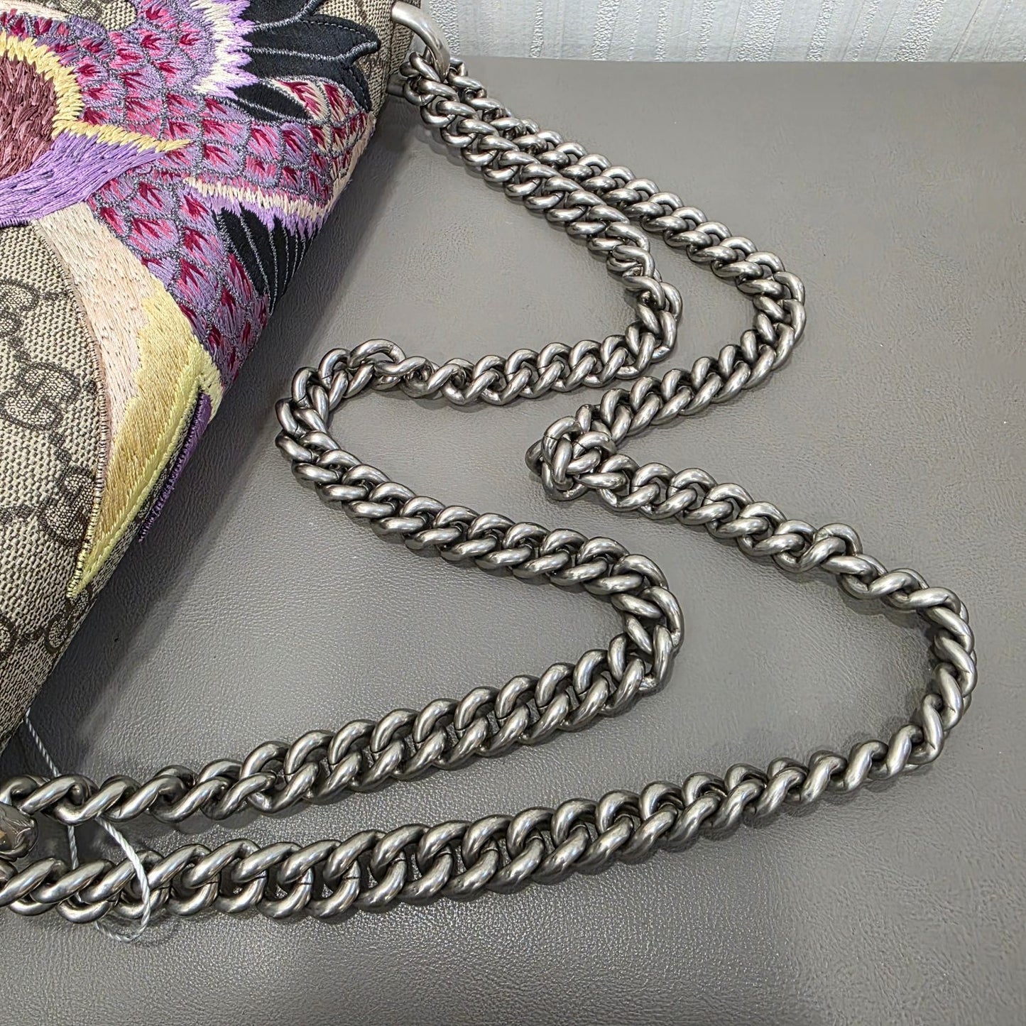 Gucci Dionysus GG Supreme Embroidered Chain Shoulder Bag (Pre-Owned)