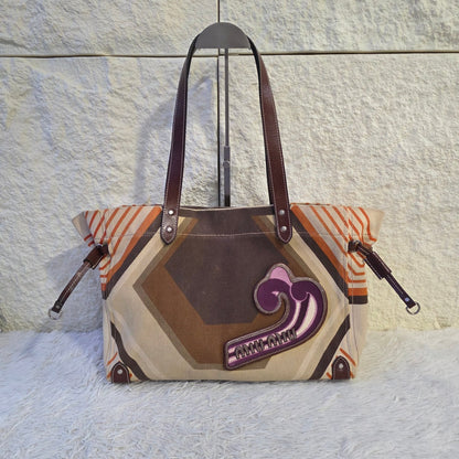 Miu Miu Geometric Pattern Canvas Tote Bag (Pre-Owned)