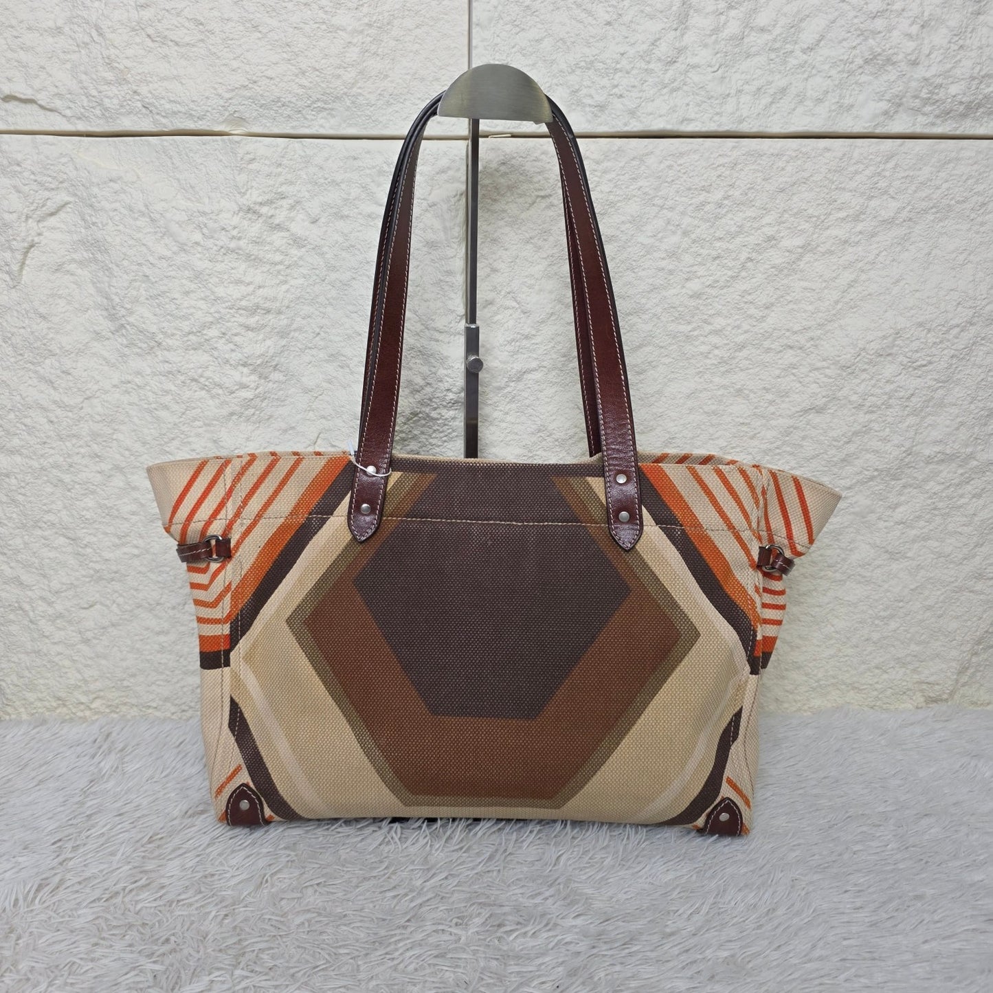 Miu Miu Geometric Pattern Canvas Tote Bag (Pre-Owned)