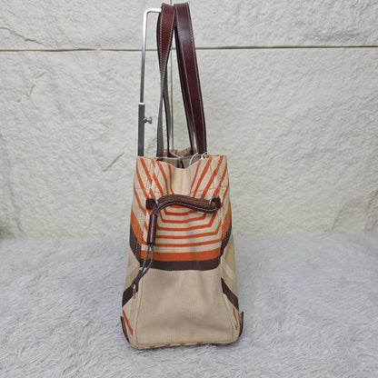Miu Miu Geometric Pattern Canvas Tote Bag (Pre-Owned)