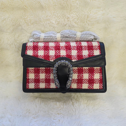 Gucci Dionysus Check Tweed Leather Shoulder Bag (Pre-Owned)