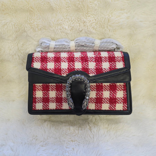 Gucci Dionysus Check Tweed Leather Shoulder Bag (Pre-Owned)