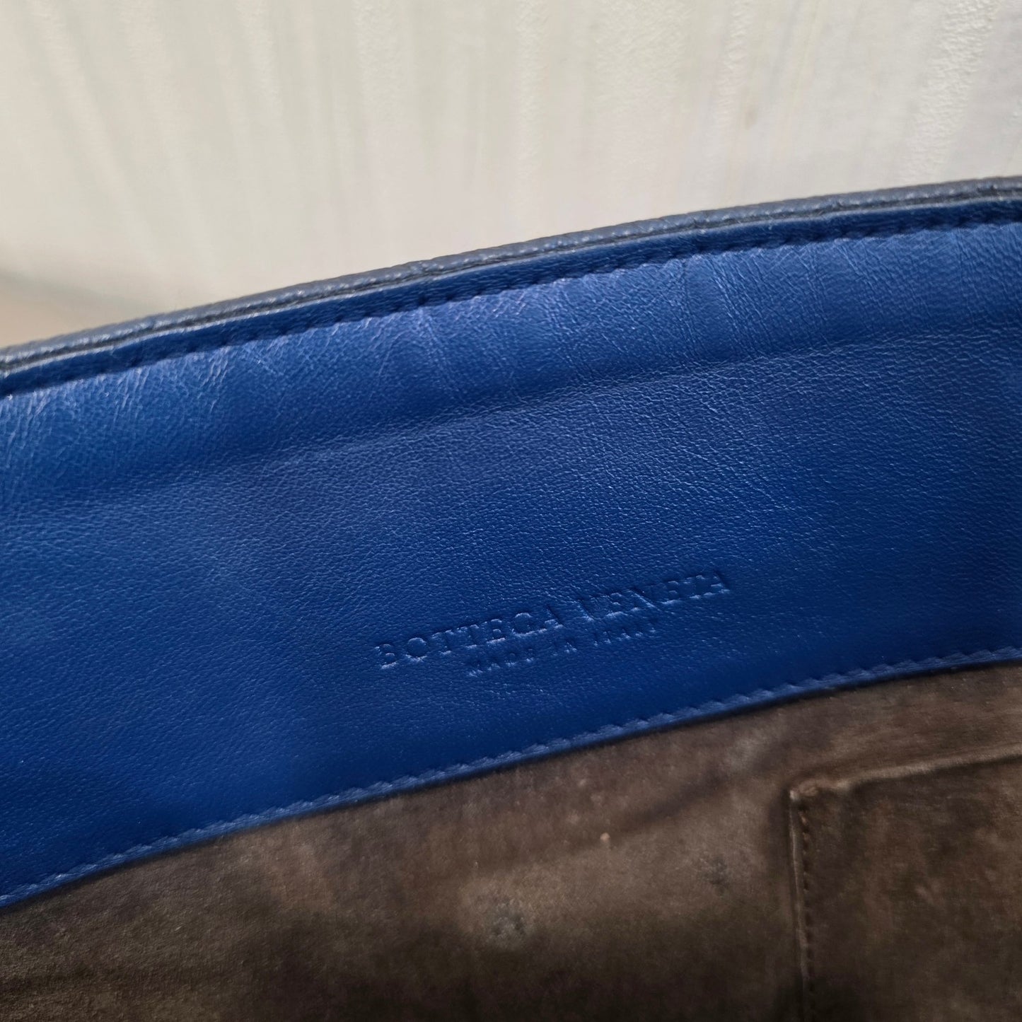 Bottega Veneta Intrecciato Chain Shoulder Bag Blue Leather (Pre-Owned)