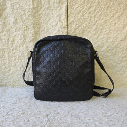 Gucci GG Guccissima Leather Messenger Shoulder Bag Black (Pre-Owned)