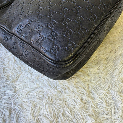 Gucci GG Guccissima Leather Messenger Shoulder Bag Black (Pre-Owned)