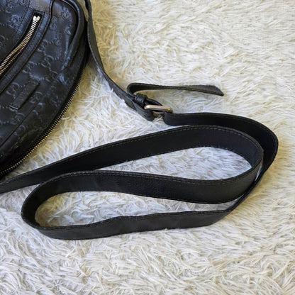 Gucci GG Guccissima Leather Messenger Shoulder Bag Black (Pre-Owned)