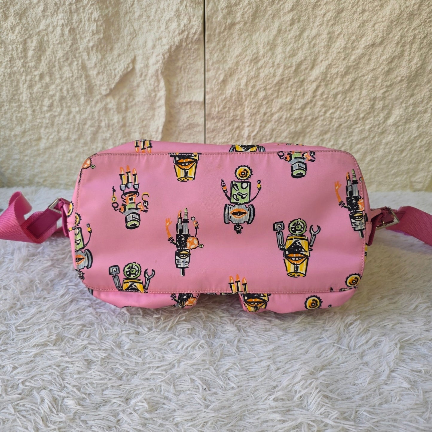Prada Robot Print Nylon Backpack Pink (Pre-Owned)