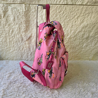 Prada Robot Print Nylon Backpack Pink (Pre-Owned)
