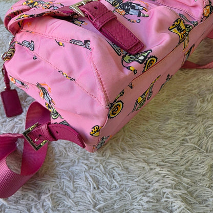 Prada Robot Print Nylon Backpack Pink (Pre-Owned)