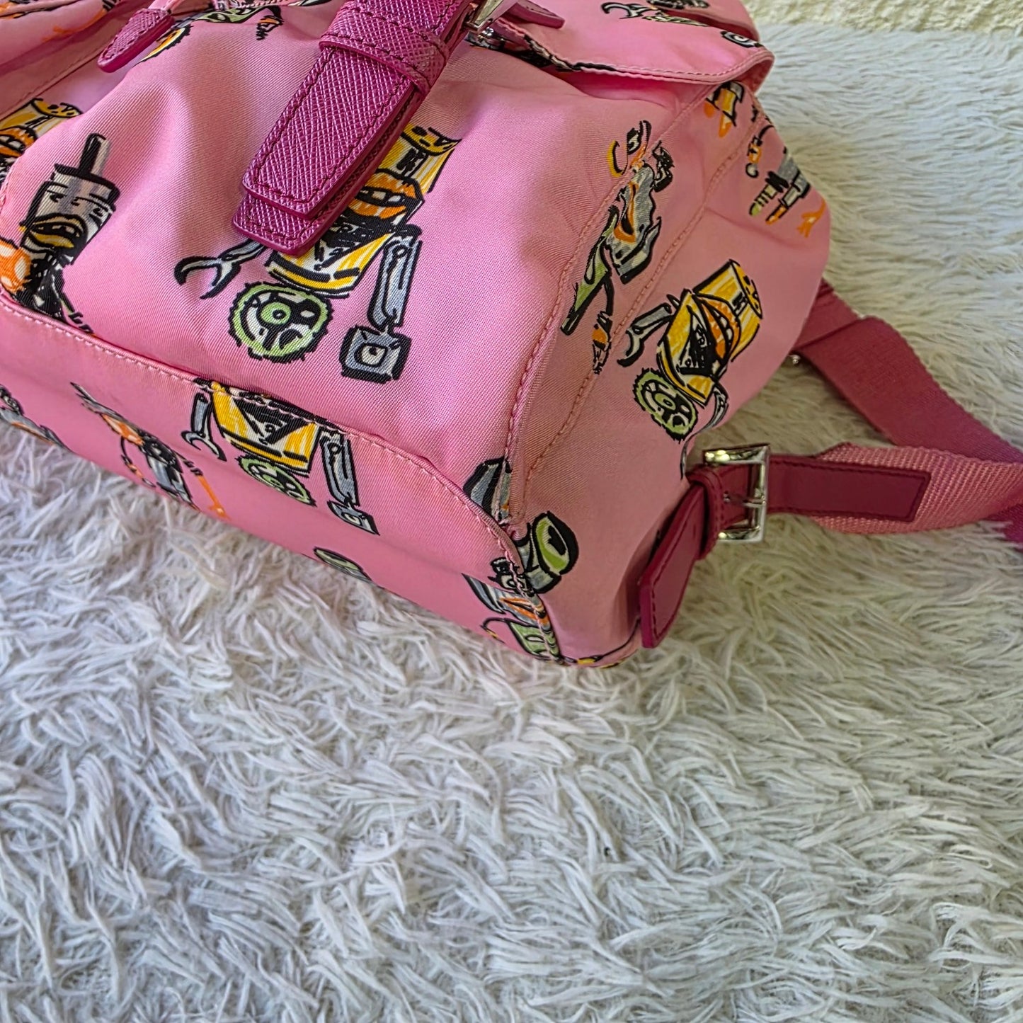 Prada Robot Print Nylon Backpack Pink (Pre-Owned)