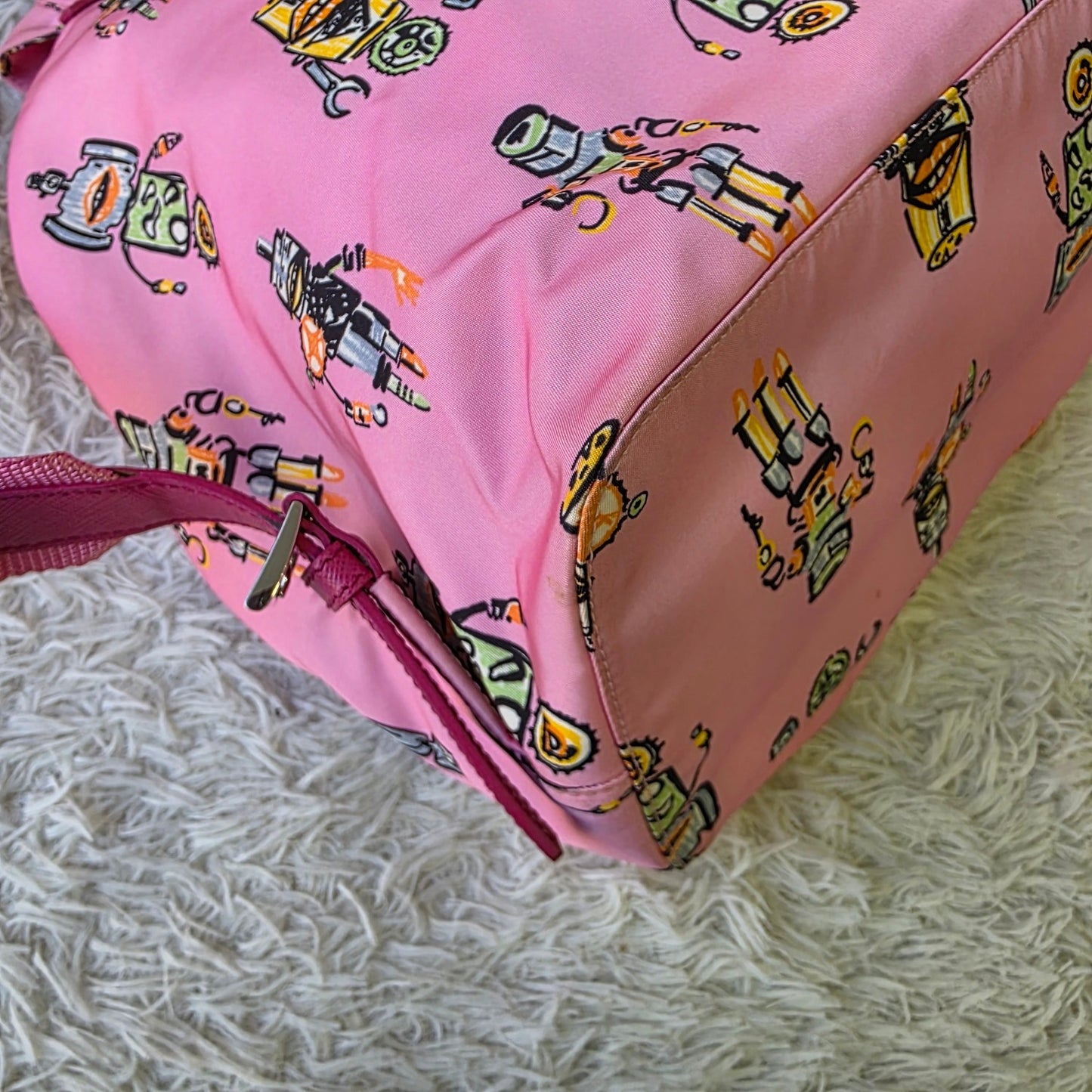 Prada Robot Print Nylon Backpack Pink (Pre-Owned)