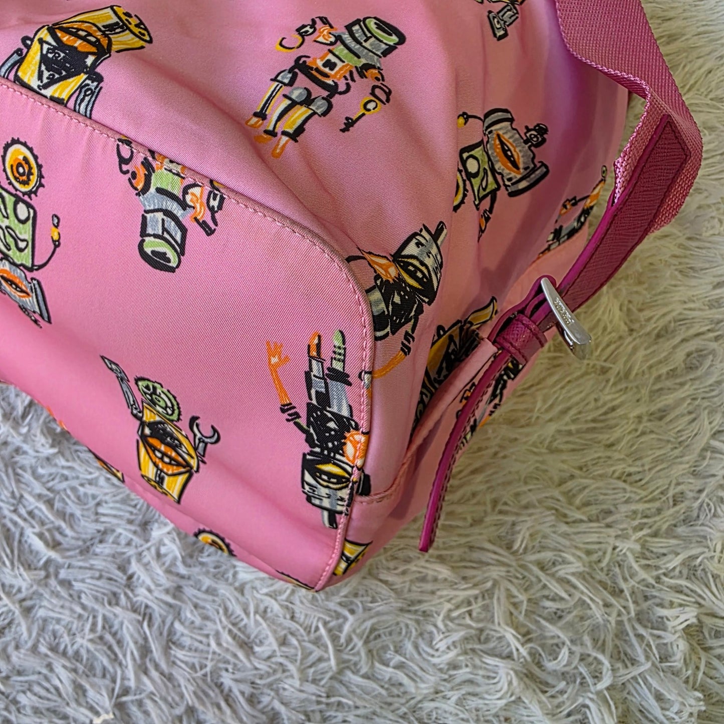 Prada Robot Print Nylon Backpack Pink (Pre-Owned)