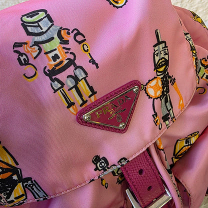 Prada Robot Print Nylon Backpack Pink (Pre-Owned)
