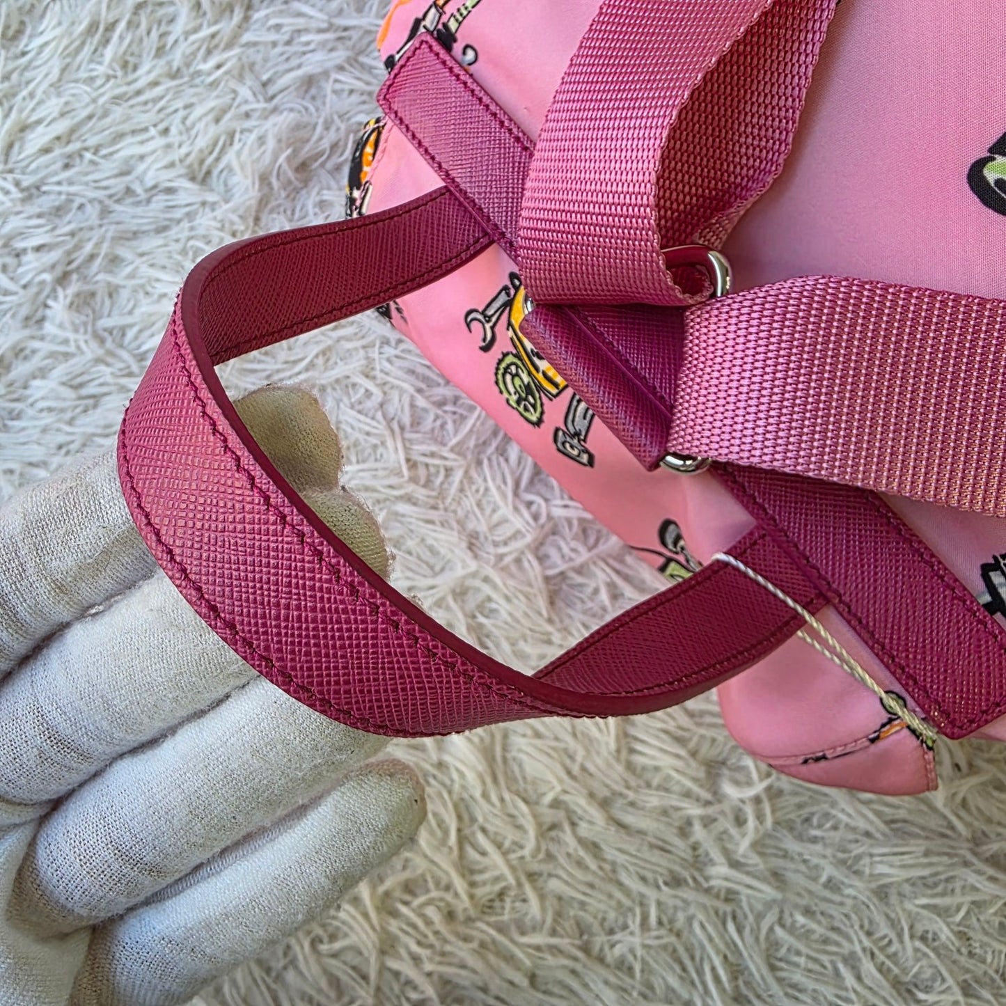 Prada Robot Print Nylon Backpack Pink (Pre-Owned)
