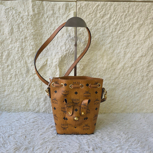MCM Visetos Mini Drawstring Bucket Bag (Pre-Owned)