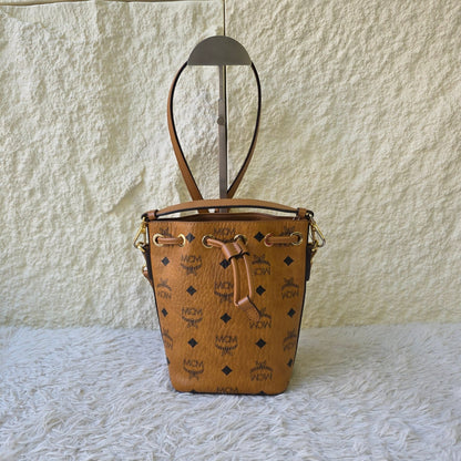 MCM Visetos Mini Drawstring Bucket Bag (Pre-Owned)
