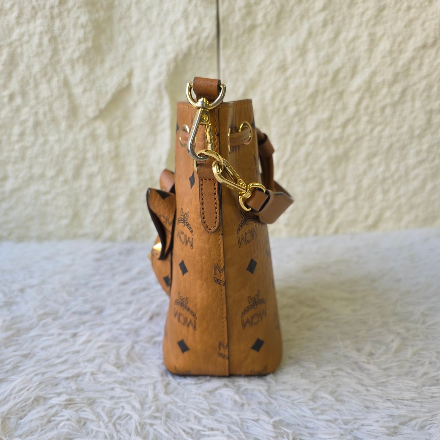 MCM Visetos Mini Drawstring Bucket Bag (Pre-Owned)