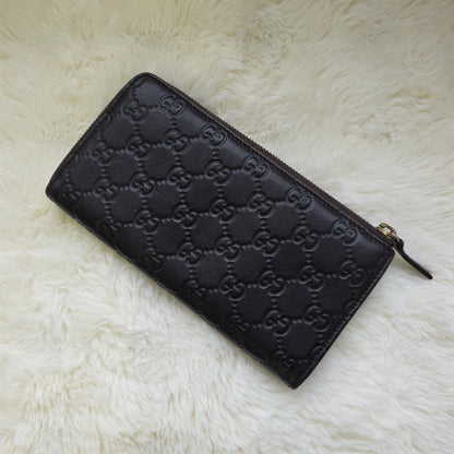Gucci Guccissima Leather Zip Around Wallet Black (Pre-Owned)