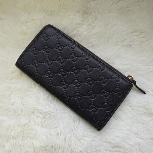 Gucci Guccissima Leather Zip Around Wallet Black (Pre-Owned)