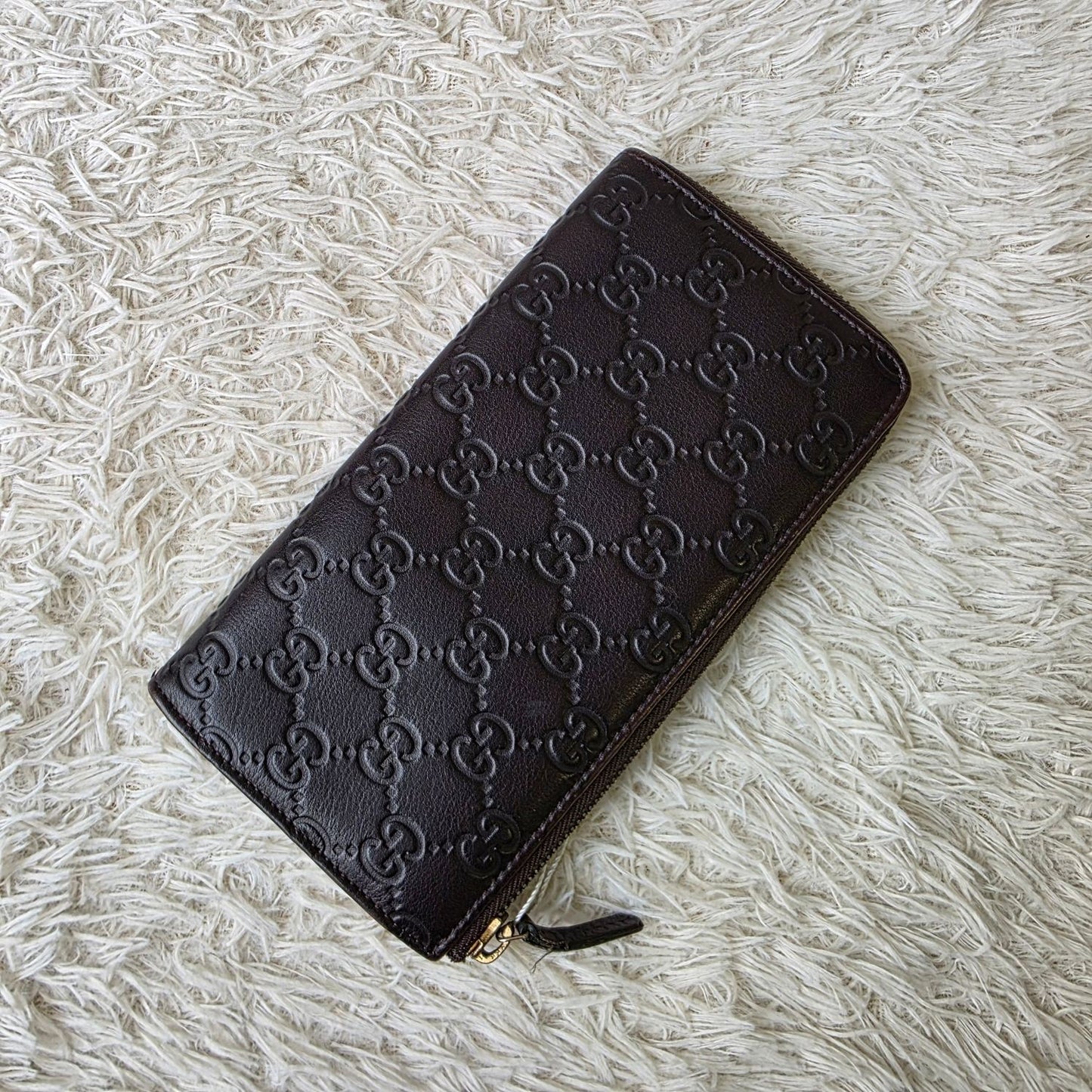 Gucci Guccissima Leather Zip Around Wallet Black (Pre-Owned)