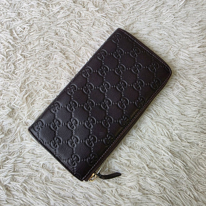 Gucci Guccissima Leather Zip Around Wallet Black (Pre-Owned)