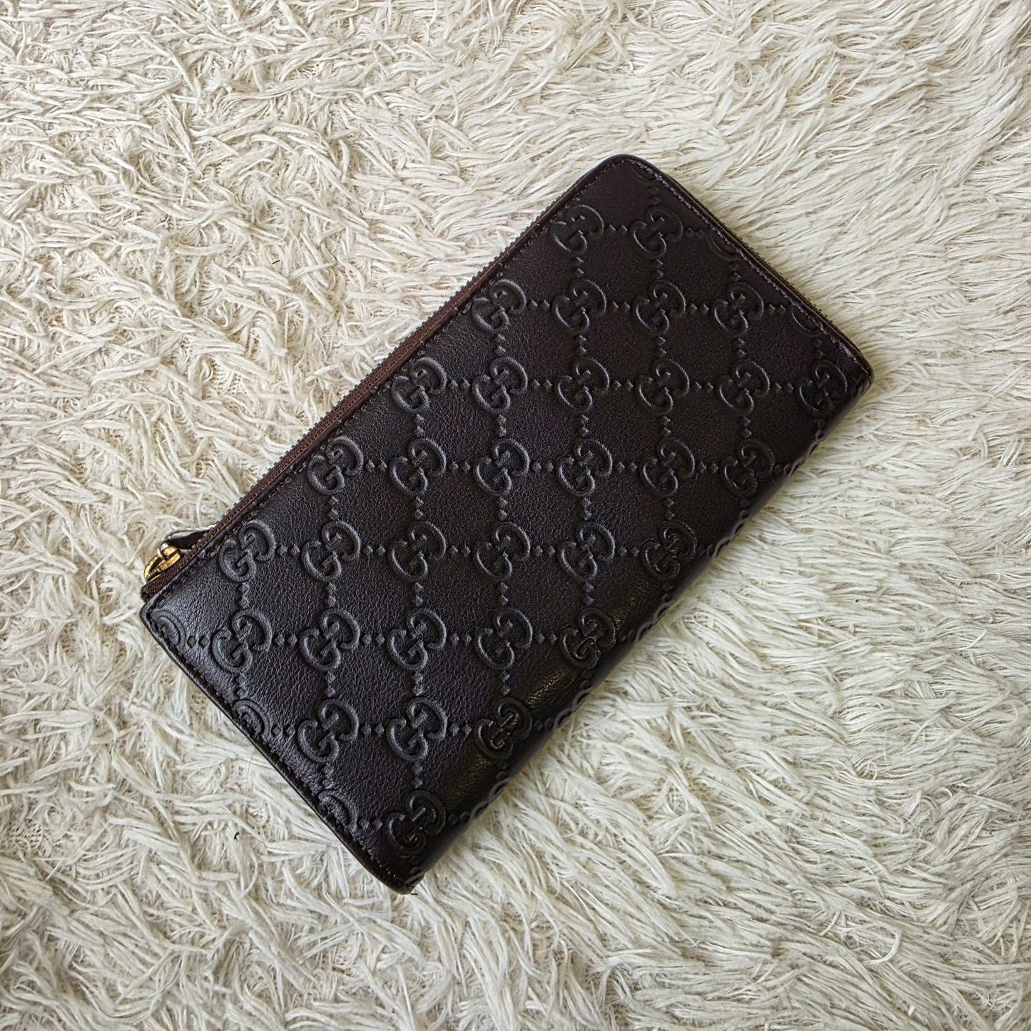 Gucci Guccissima Leather Zip Around Wallet Black (Pre-Owned)