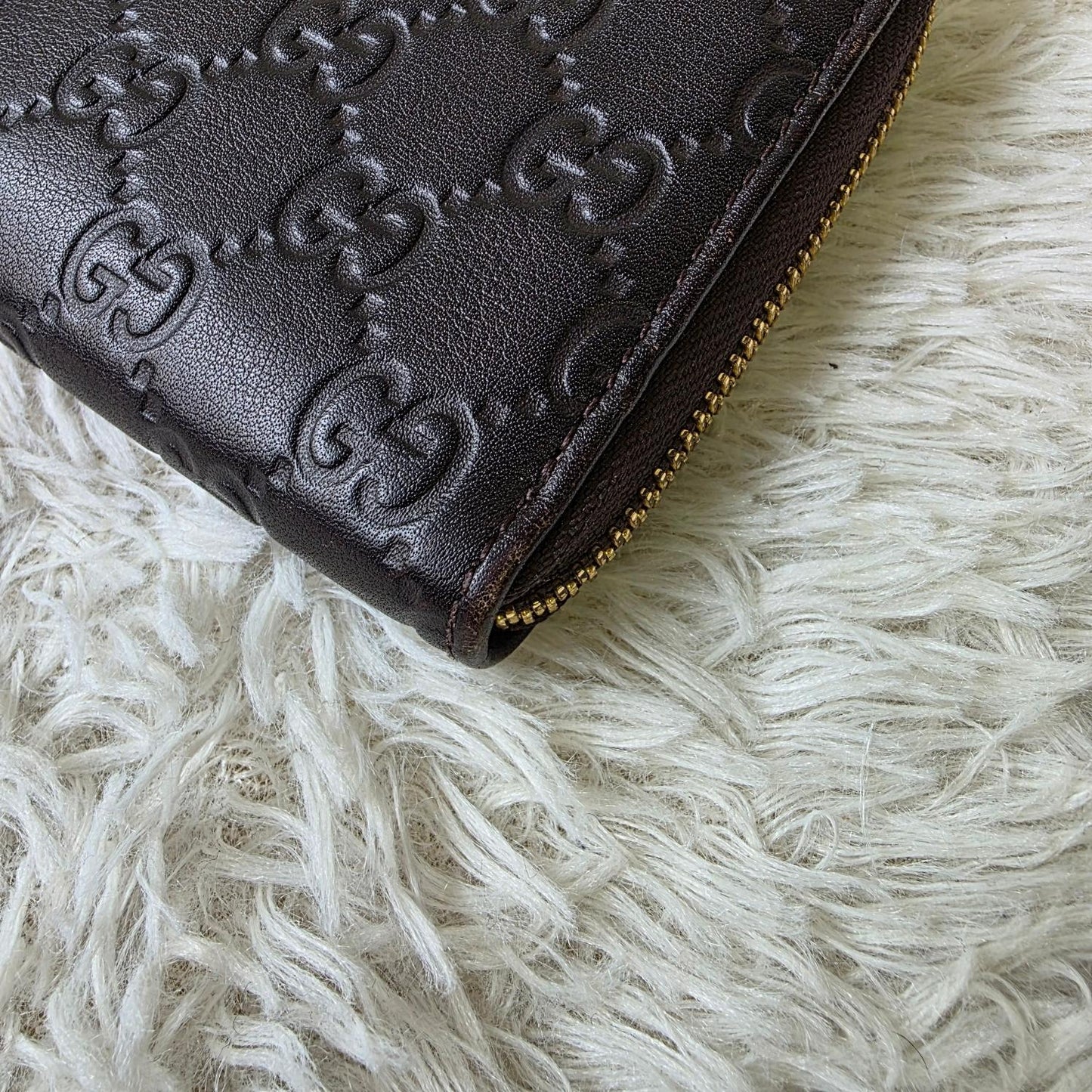 Gucci Guccissima Leather Zip Around Wallet Black (Pre-Owned)