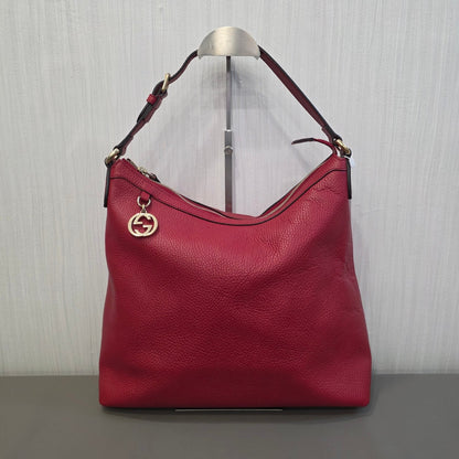 Gucci Soho Leather Hobo Shoulder Bag Red (Pre-Owned)