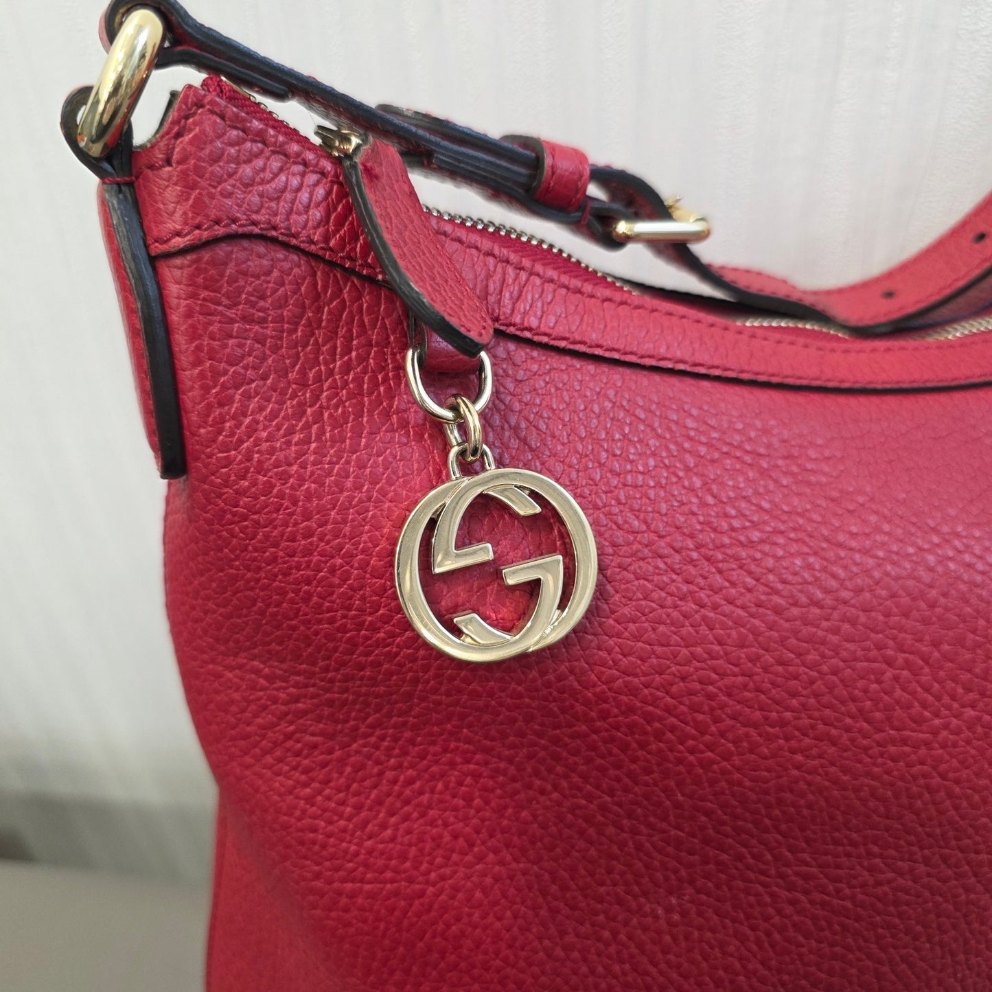 Gucci Soho Leather Hobo Shoulder Bag Red (Pre-Owned)