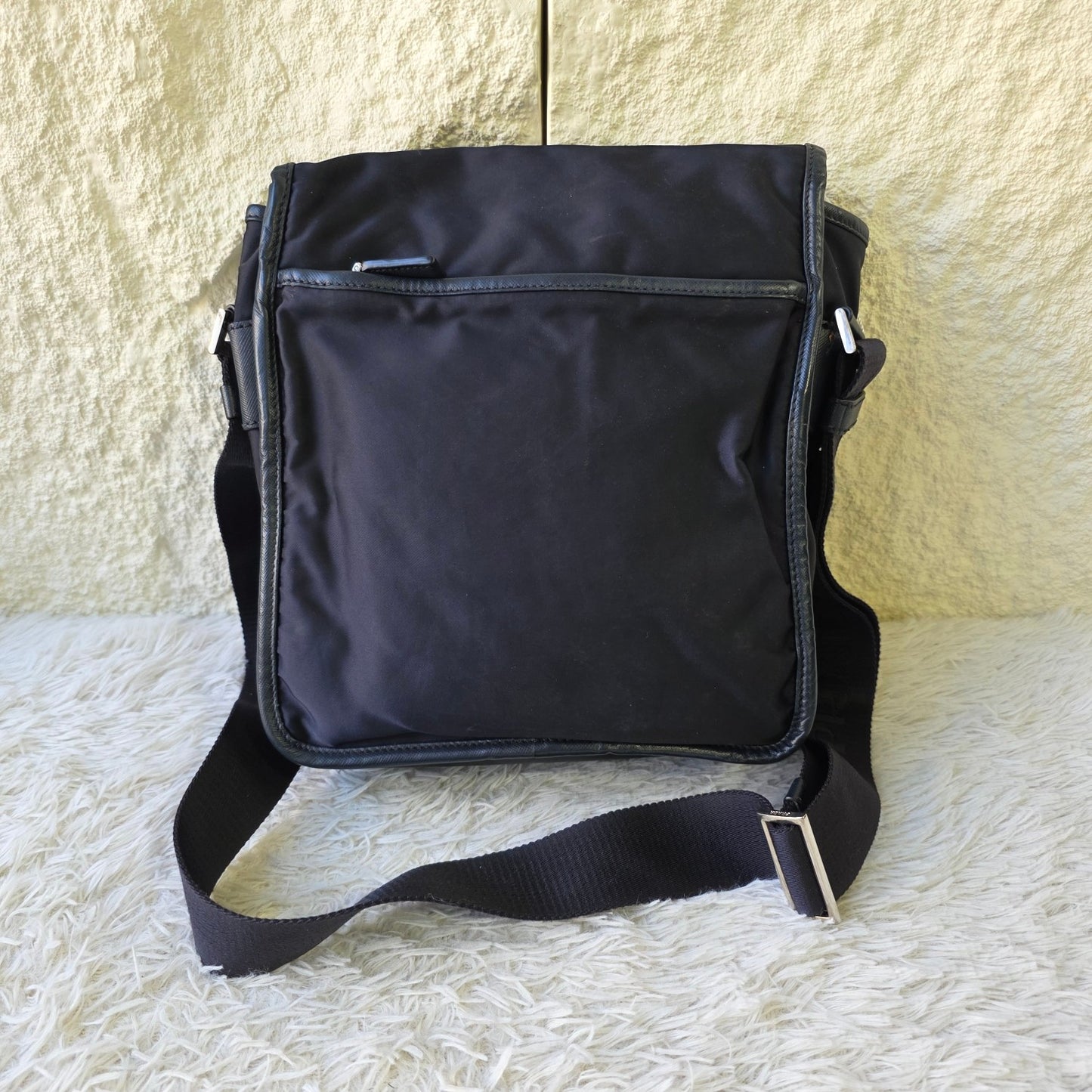Prada Nylon Messenger Shoulder Bag Black (Pre-Owned)