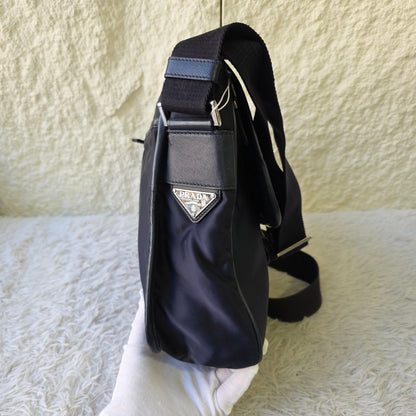 Prada Nylon Messenger Shoulder Bag Black (Pre-Owned)