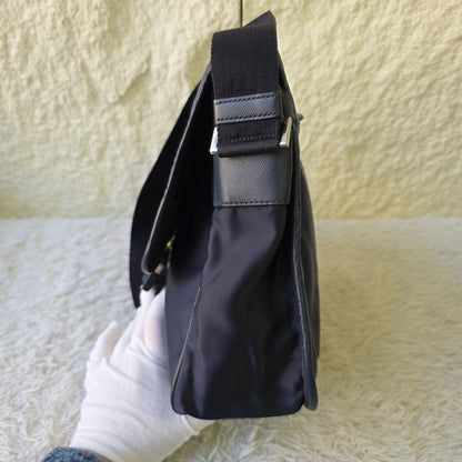 Prada Nylon Messenger Shoulder Bag Black (Pre-Owned)
