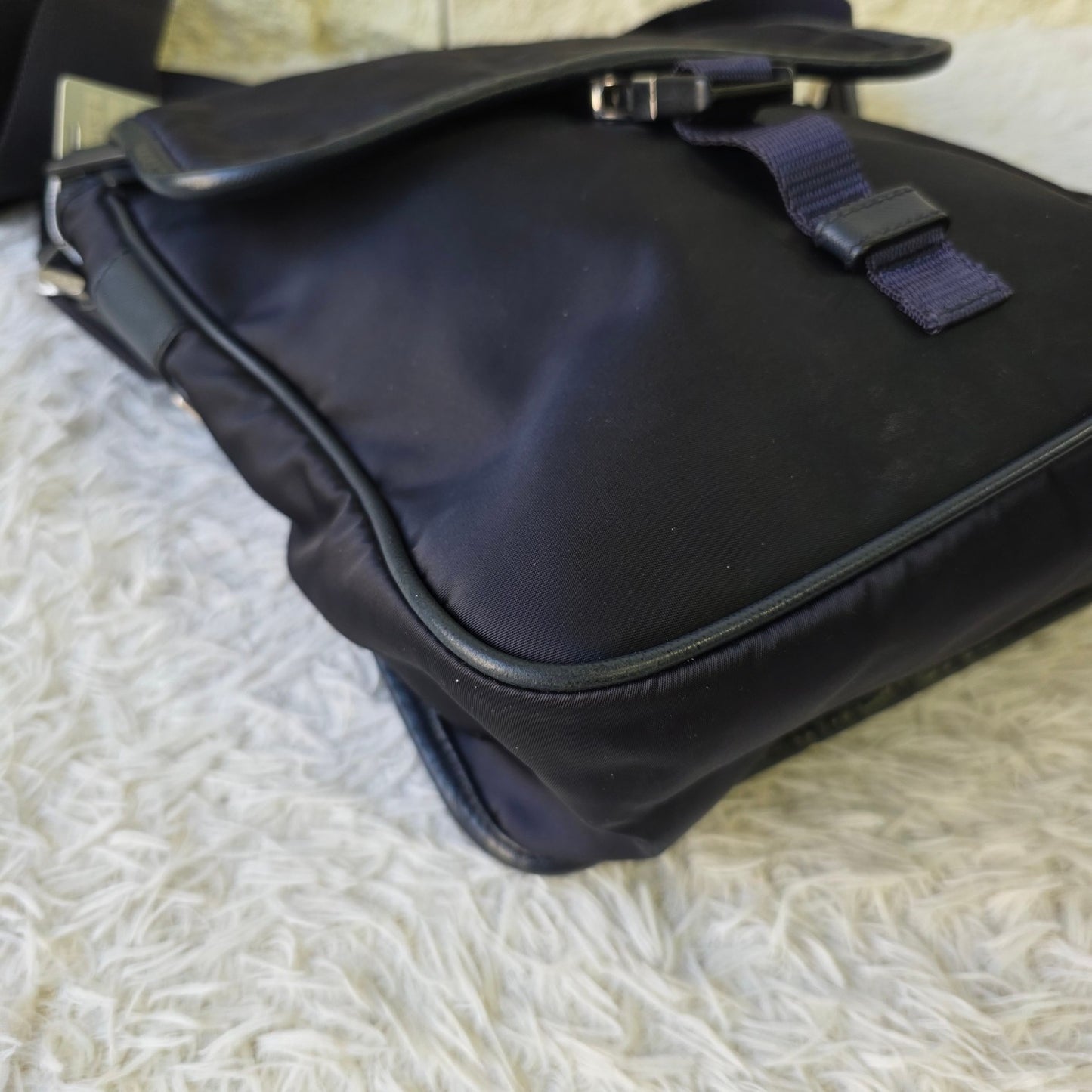 Prada Nylon Messenger Shoulder Bag Black (Pre-Owned)
