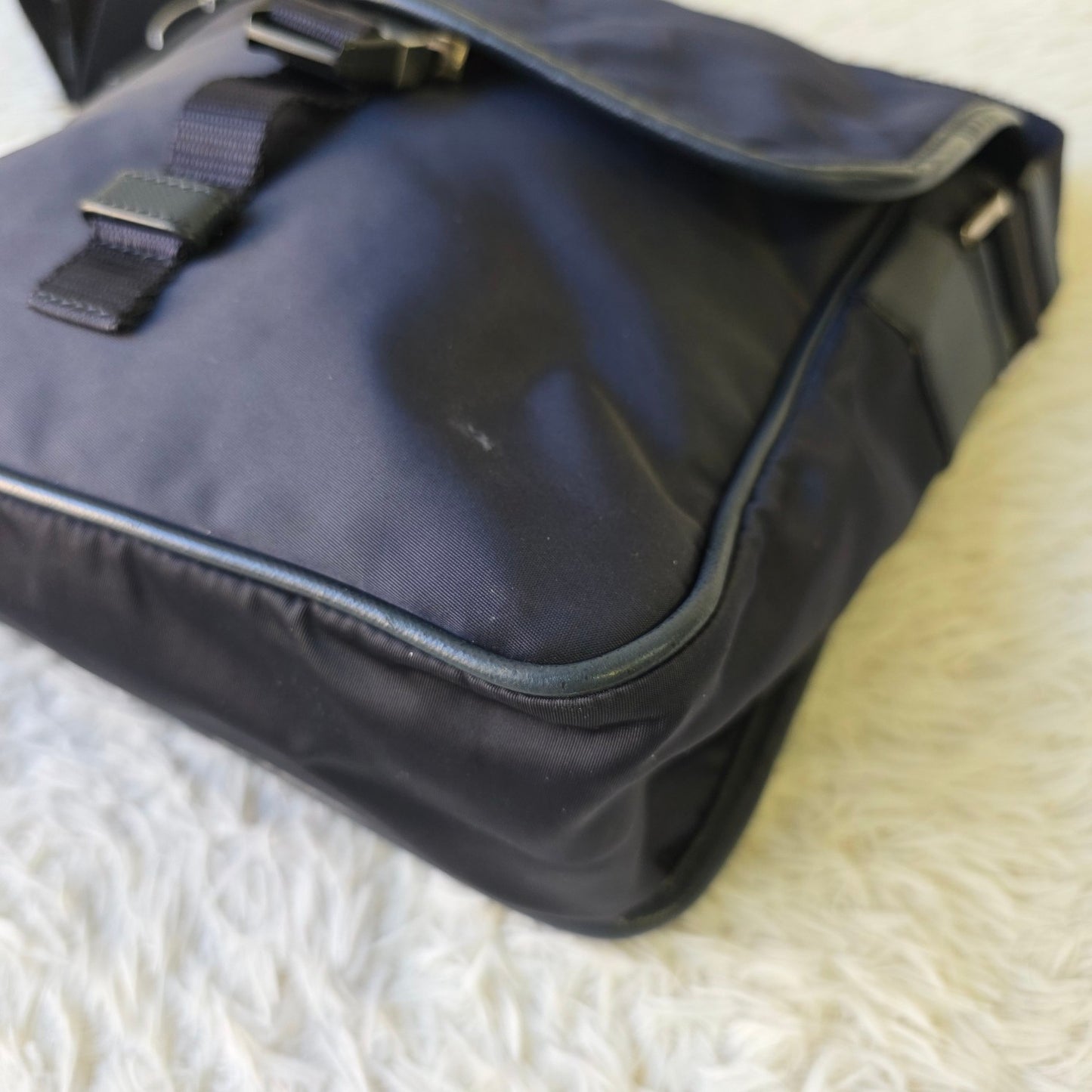 Prada Nylon Messenger Shoulder Bag Black (Pre-Owned)