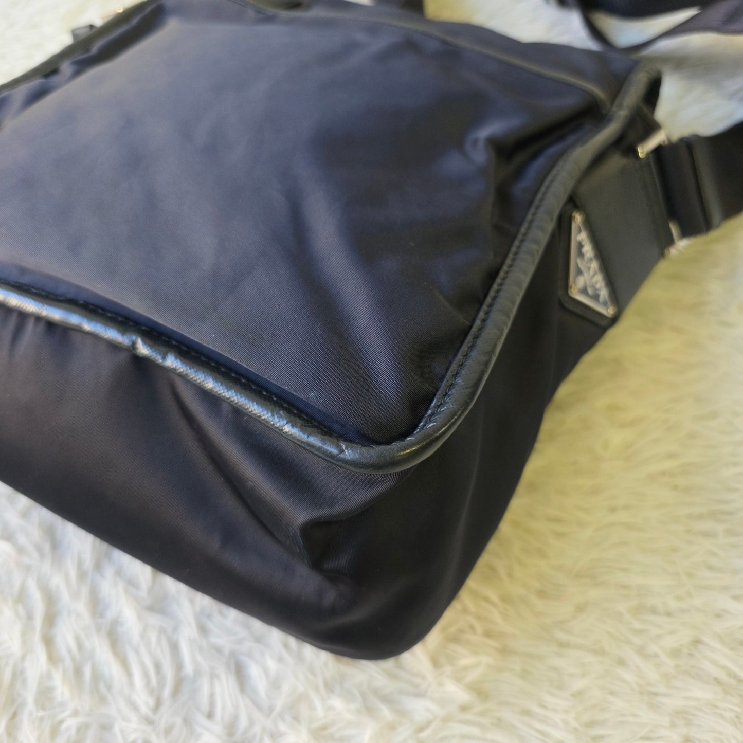 Prada Nylon Messenger Shoulder Bag Black (Pre-Owned)