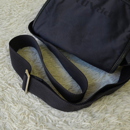 Prada Nylon Messenger Shoulder Bag Black (Pre-Owned)