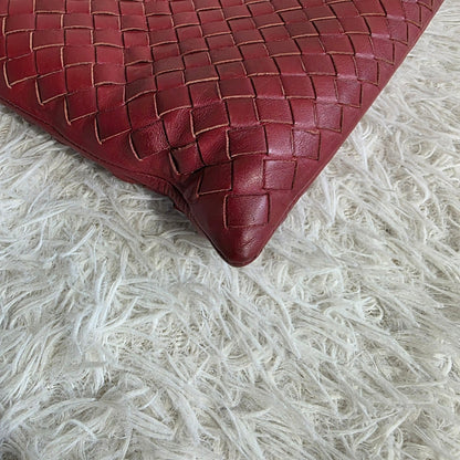 Bottega Veneta Intrecciato Leather Clutch Bag Red (Pre-Owned)