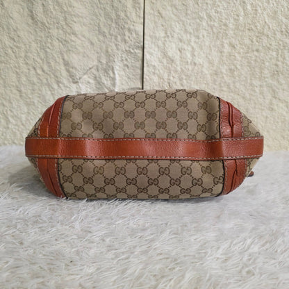 Gucci GG Canvas Belt Detail Shoulder Bag Beige & Brown (Pre-Owned)