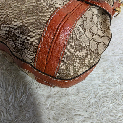 Gucci GG Canvas Belt Detail Shoulder Bag Beige & Brown (Pre-Owned)