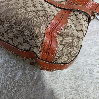 Gucci GG Canvas Belt Detail Shoulder Bag Beige & Brown (Pre-Owned)