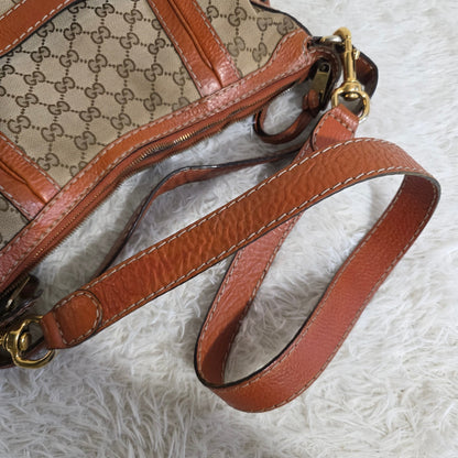 Gucci GG Canvas Belt Detail Shoulder Bag Beige & Brown (Pre-Owned)