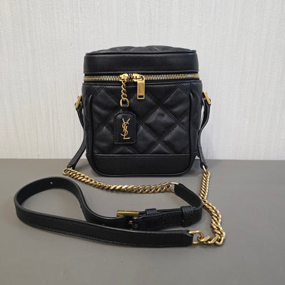 Saint Laurent YSL Quilted Leather Mini Vanity Bag Black (Pre-Owned)