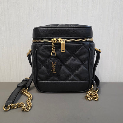 Saint Laurent YSL Quilted Leather Mini Vanity Bag Black (Pre-Owned)